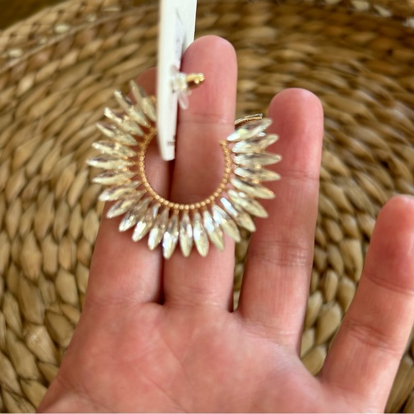 NWT Gold Hoop Earrings with CZ - Picture 4 of 6